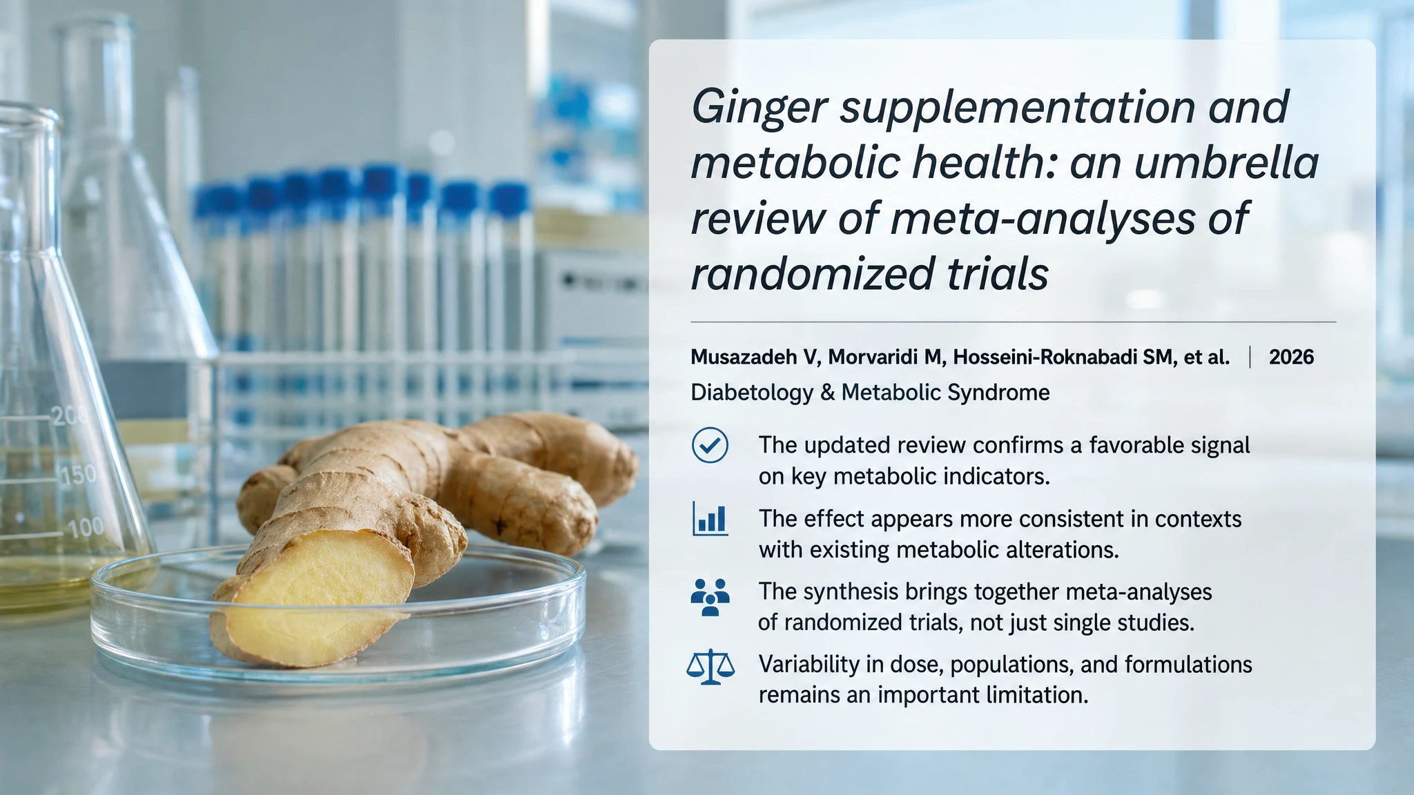 Recent research and updates: Ginger supplementation and metabolic health: an umbrella review of meta-analyses of randomized trials