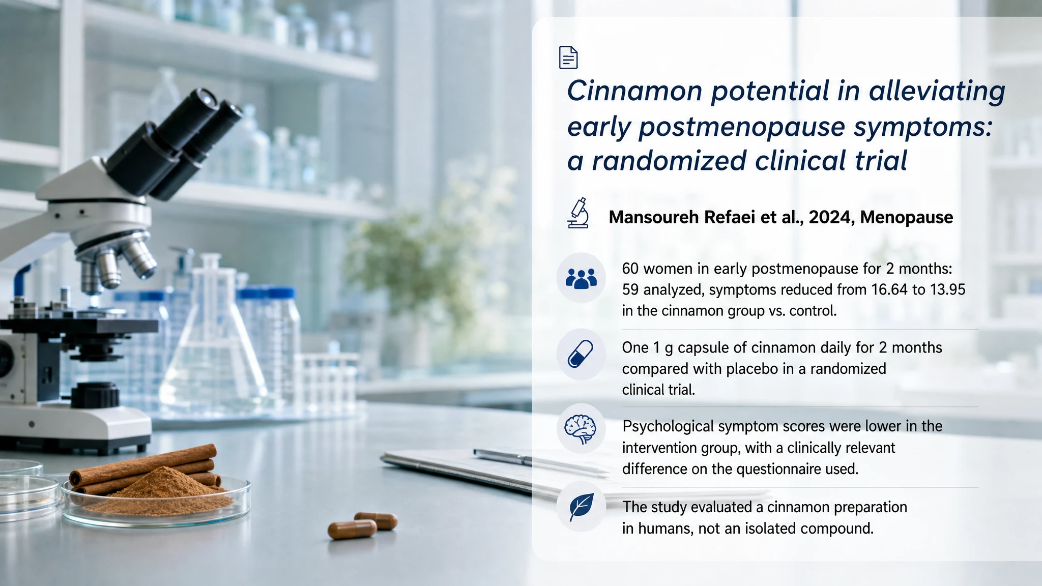 Recent research and updates: Cinnamon potential in alleviating early postmenopause symptoms: a randomized clinical trial