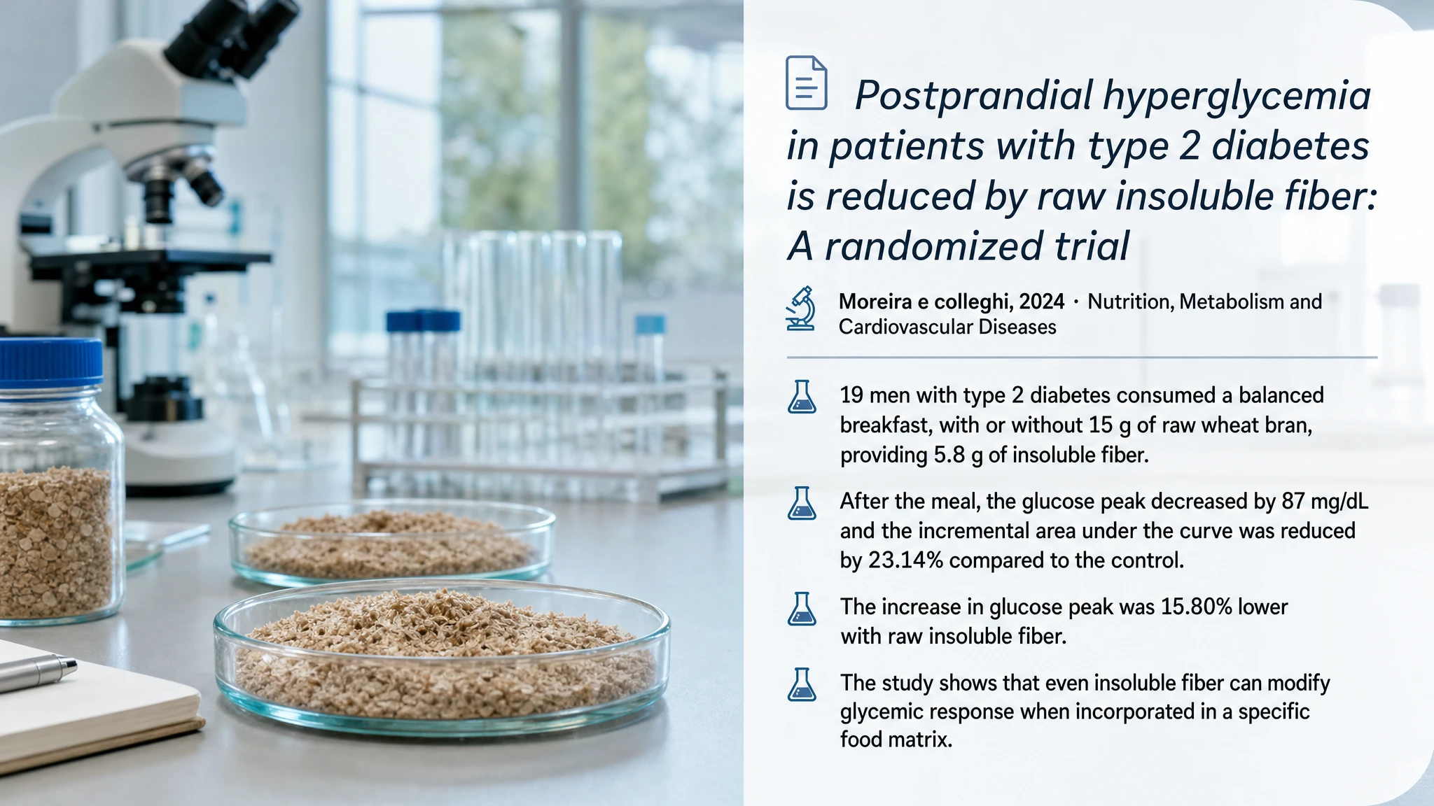 Recent research and updates: *Postprandial hyperglycemia in patients with type 2 diabetes is reduced by raw insoluble fiber: A randomized trial*