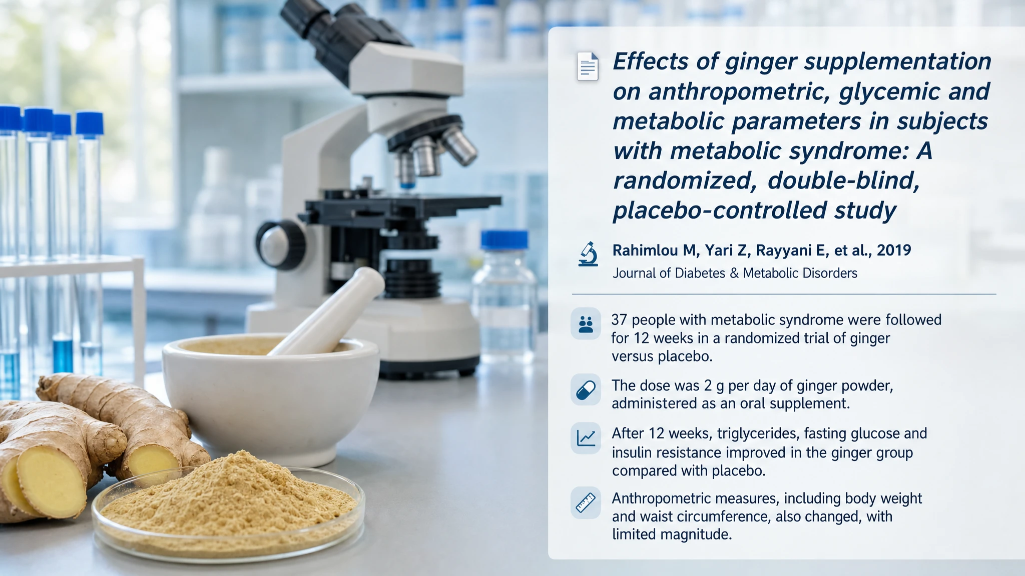 Aktuelle Forschung und Aktualisierungen: Effects of ginger supplementation on anthropometric, glycemic and metabolic parameters in subjects with metabolic syndrome: A randomized, double-blind, placebo-controlled study