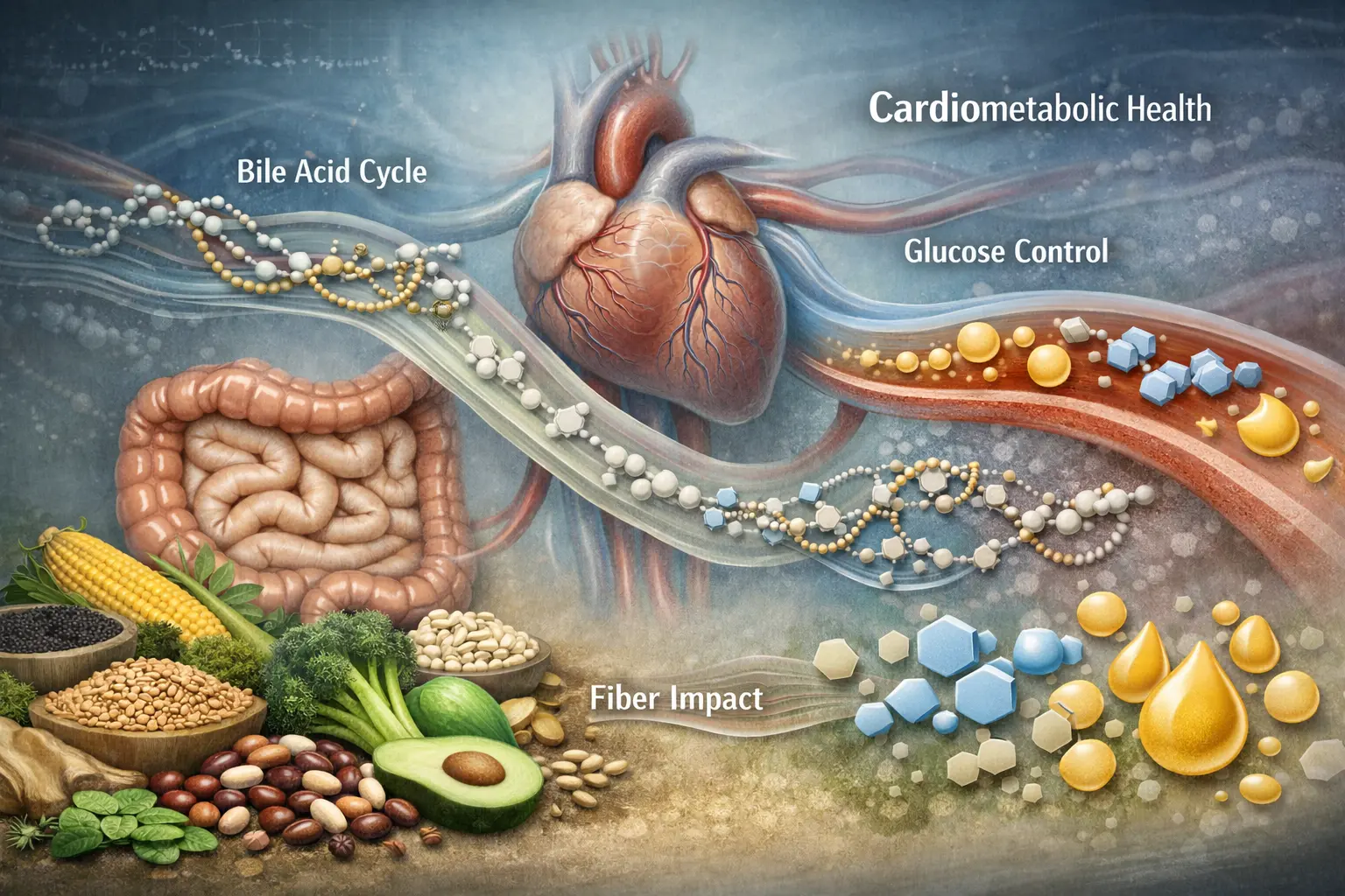 Dietary fiber and cardiometabolic health with representation of LDL cholesterol metabolism and gut-heart connection