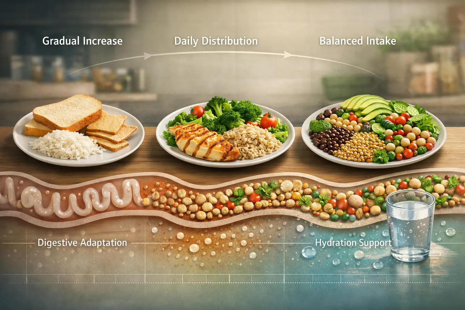 How to gradually increase fiber in your diet with a presentation of progressive meals and intestinal adaptation